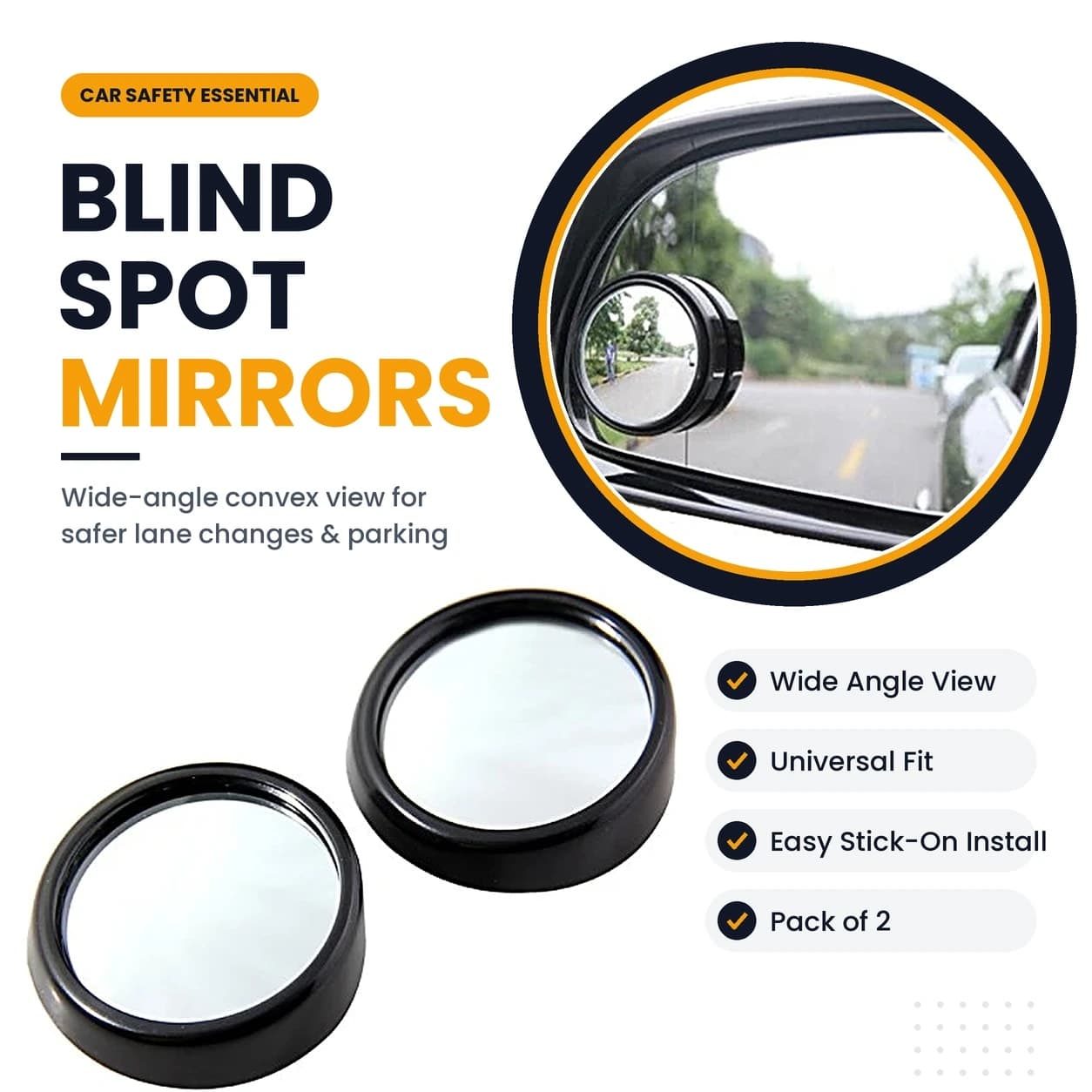 Universal Blind Spot Mirrors for All Cars (Pair)